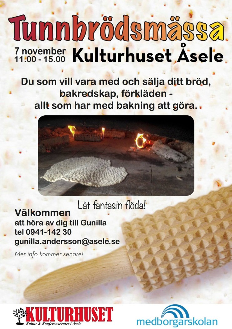 Affisch: Tunnbrödsmässa i Åsele, 7 november.